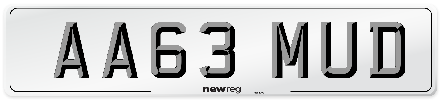 AA63 MUD Number Plate from New Reg